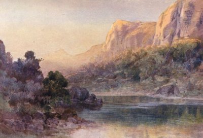 Nueva Zelanda: Bahía de Waihi, puerto de Whangaroa (litografía en color) de Frank H Wright
