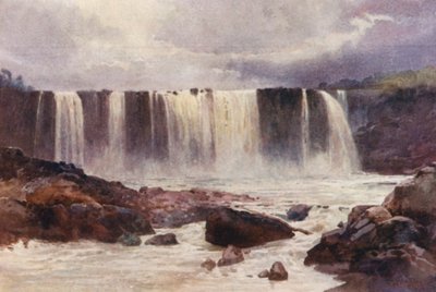 Nueva Zelanda: Cataratas Wairua (litografía en color) de Frank H Wright