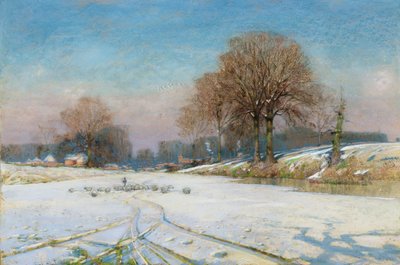 Pastoreando ovejas en invierno de Frank Hind