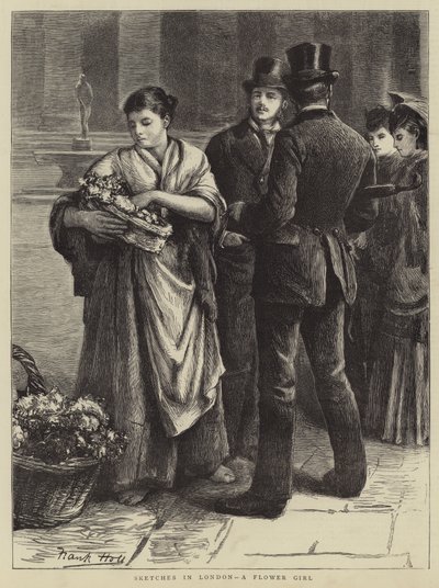 Bocetos en Londres, una vendedora de flores de Frank Holl
