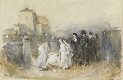 Estudio para Su primer nacido, cementerio de Horsham (Funeral del primer nacido) de Frank Holl