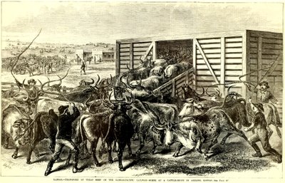 Rampa de ganado en Abilene, Kansas, c. 1871 de Frank Leslie