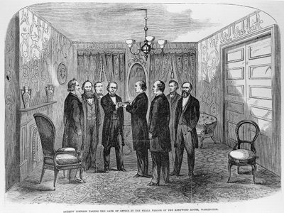 El Presidente Johnson (1808-75) tomando el Juramento de Cargo, de 