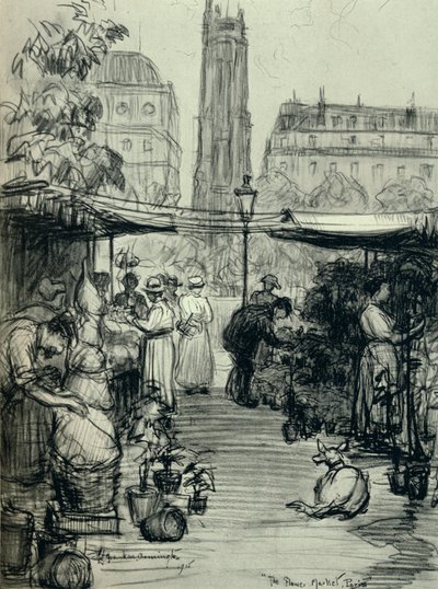 El mercado de flores, 1915 de Frank Milton Armington