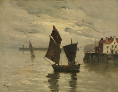 Escena portuaria, sin fecha (óleo sobre lienzo) de Frank Myers Boggs