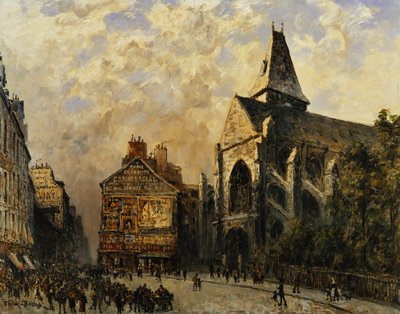 Escena de Calle detrás de la Iglesia de San Medardo, París de Frank Myers Boggs