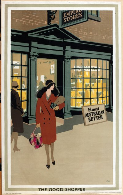 The Good Shopper, de la serie "Empire Buying Makes Busy Factories" (litografía en color) de Frank Newbould
