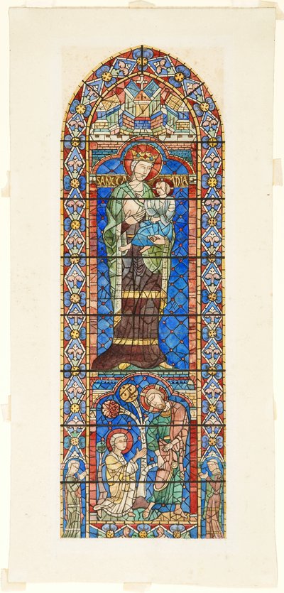 Estudio de vidrieras, claristorio norte de la nave, catedral de Chartres, Francia de Frank Randal