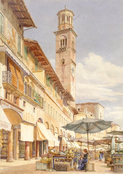 La Piazza delle Erbe, Verona, junio - septiembre 1884 de Frank Randal