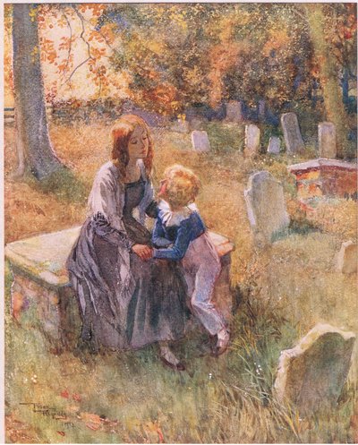 "No nos dejes, Nell, aunque el cielo brille. No nos dejes", c.1920 (litografía en color) de Frank Reynolds