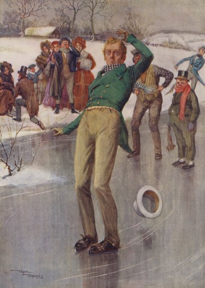 Mr Winkle on the ice (litografía en color) de Frank Reynolds