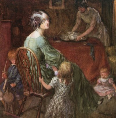Mrs. Micawber y familia (litografía en color) de Frank Reynolds