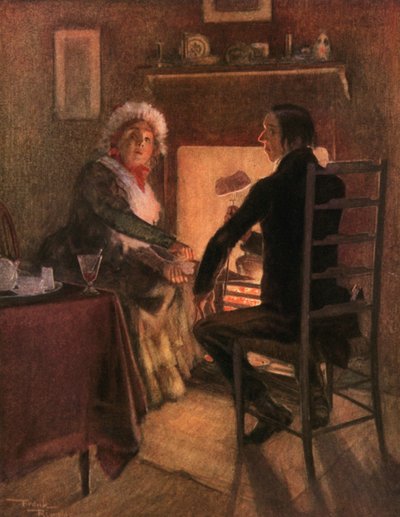 Sra. Weller y Sr. Stiggins (litografía en color) de Frank Reynolds