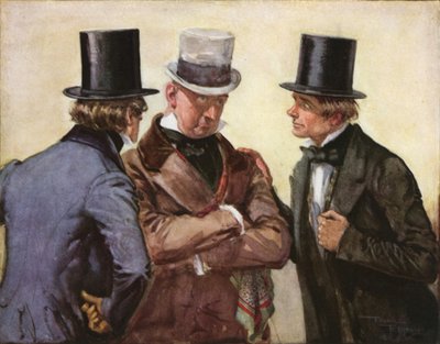 Traddles y yo visitamos a Mr. Micawber (litografía en color) de Frank Reynolds