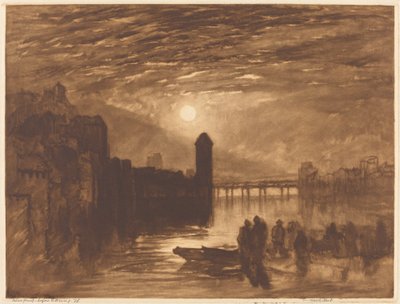 Luz de luna en un río, 1896 de Frank Short