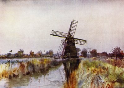 Norfolk Broads: Molino de drenaje cerca de Barton, otoño de Frank Southgate
