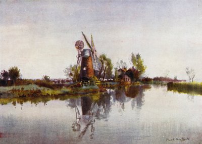 Norfolk Broads: Molino de Drenaje en el Ant (litografía en color) de Frank Southgate