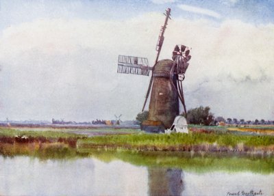 Norfolk Broads: País de molinos sobre Stokesby (litografía en color) de Frank Southgate