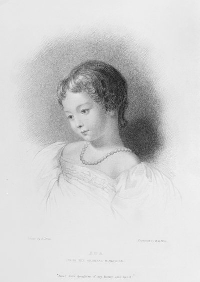 Retrato de Augusta Ada Byron (1815-52) grabado por W. H. Mote (fl.1842-64) de Frank Stone