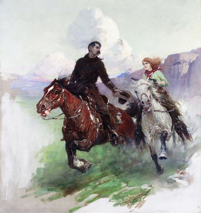 Cabalgando duro con dos tiradores de Frank Tenney Johnson