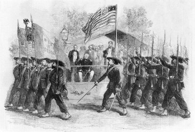 Desfile de la "Guardia Garibaldi" ante el Presidente Lincoln, 1861-1865 (c1880) de Frank Vizetelly