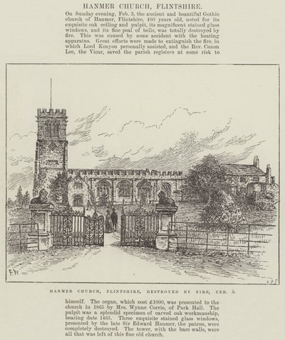 Iglesia de Hanmer, Flintshire, destruida por el Fuego, 3 de febrero de Frank Watkins