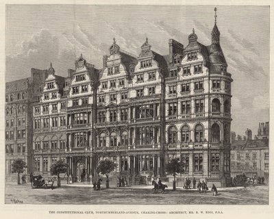 El Club Constitucional, Northumberland Avenue (grabado) de Frank Watkins