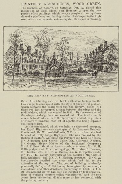 Las casas de beneficencia de los impresores en Wood Green de Frank Watkins