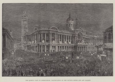 La visita de la Reina a Birmingham, Iluminación de la Casa del Consejo y la Galería de Arte de Frank Watkins