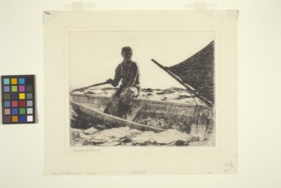 Pescador Dory (tinta sobre papel) de Frank Weston Benson