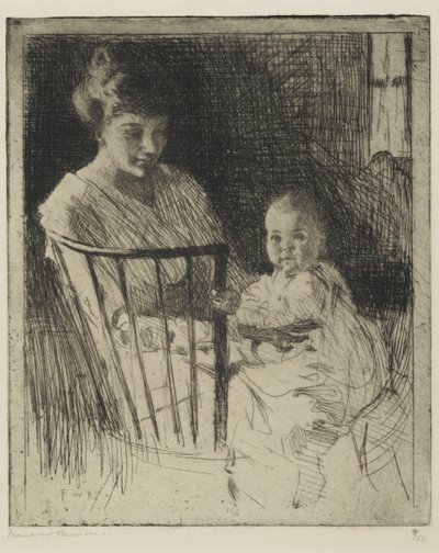 Madre e hijo (grabado con algo de punta seca) de Frank Weston Benson