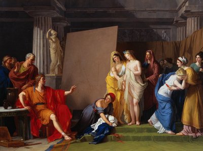 Zeuxis eligiendo sus modelos para la imagen de Helena entre las chicas de Croton, c. 1790 de François André Vincent