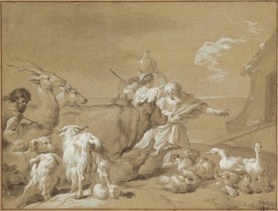 Noé Guiando a los Animales al Arca de François André Vincent after Giovanni Benedetto Castiglione