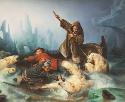 Osos polares luchando, 1839 de François August Biard