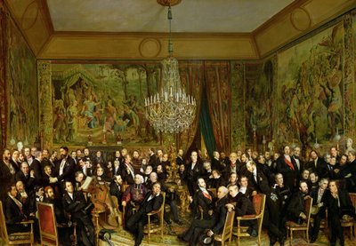 El salón de Alfred Emilien, Conde de Nieuwerkerke 1811-1892 en el Louvre, 1855 de François August Biard