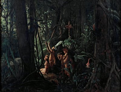 Indios Amazónicos Adorando al Dios Sol de François Auguste Biard