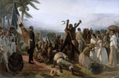 Proclamación de la abolición de la esclavitud en las colonias francesas el 23 de abril de 1848. 1848/49 de François Auguste Biard