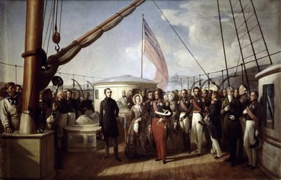 La Reina Victoria recibió al Rey Luis Felipe I a bordo del Yate Real, 2 de septiembre de 1843 de François Auguste Biard