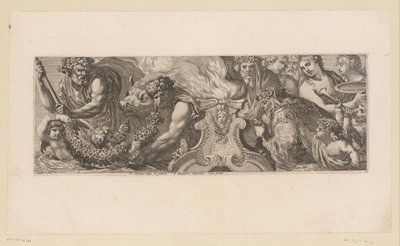 Escena mitológica con dioses en adoración alrededor de un altar en el agua Figuras mitológicas junto al agua (título de la serie) de François Bignon