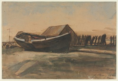 Barco en una Playa, Le Tréport, 1854 de François Bonvin