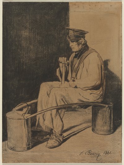 Portador de Agua Sentado en su Yugo, 1861 de François Bonvin