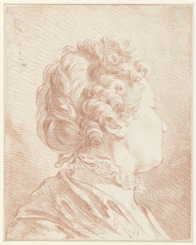 Cabeza femenina orientada hacia la derecha con cuello de encaje de François Boucher (possibly)