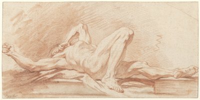 Estudio de un hombre desnudo recostado de François Boucher (possibly)