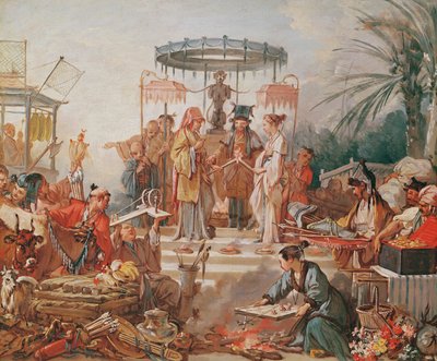 Un matrimonio chino, estudio para un cartón de tapiz, c.1742 de François Boucher