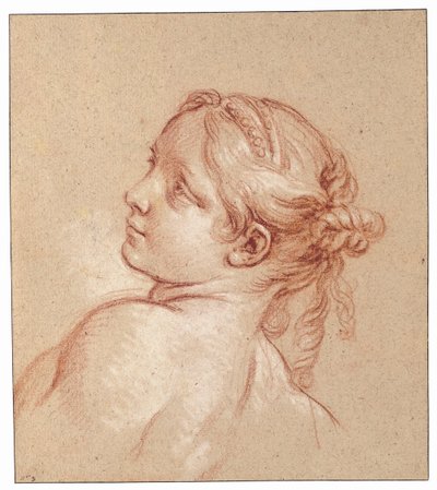 Una niña, busto, su cabeza inclinada a la izquierda de François Boucher