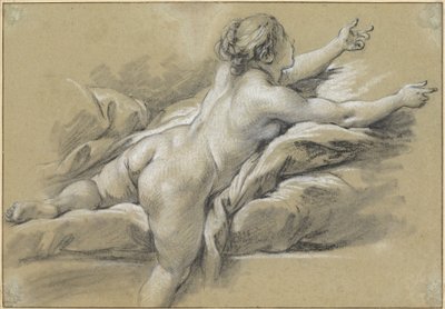 Una Mujer Desnuda Alcanzando a la Derecha de François Boucher
