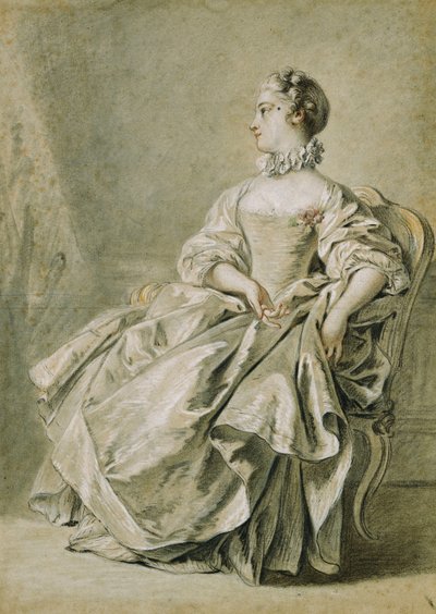 Una joven sentada de perfil a la izquierda de François Boucher