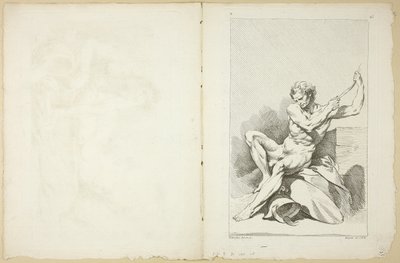Desnudo Académico (recto y verso), del Segundo Libro de Figuras de Academias grabadas en Parte por los Profesores de la Academia Real de François Boucher