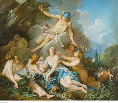 Boucher - Mercurio confiando el Niño Baco a las Ninfas, c. 1732 - 1734 de François Boucher