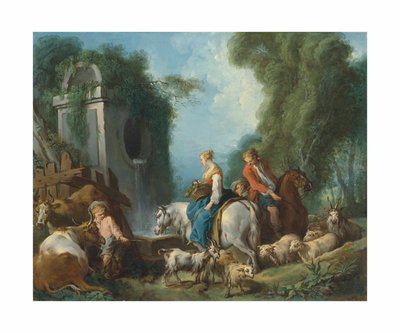 Boucher - Pastoral en la fuente de François Boucher